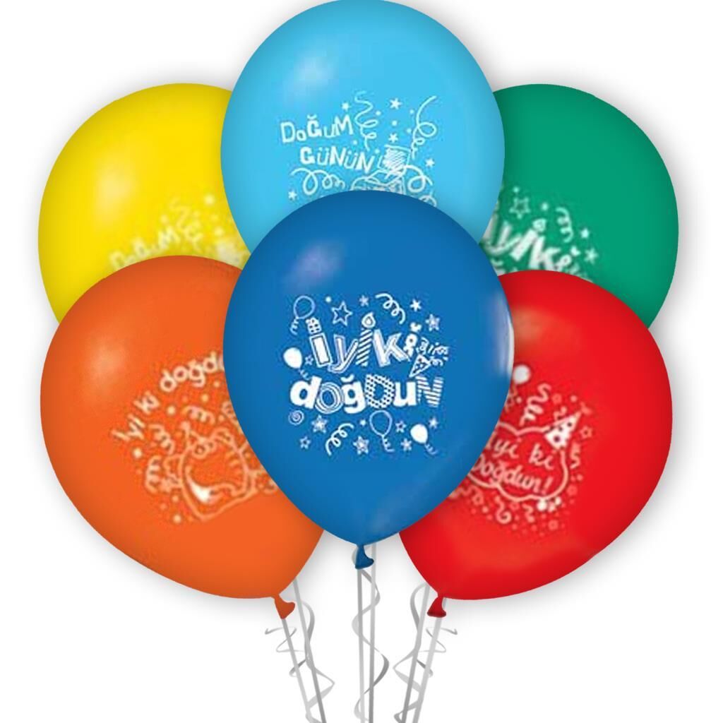 1+1 İYİKİ DOĞDUN BASKILI KARIŞIK BALON