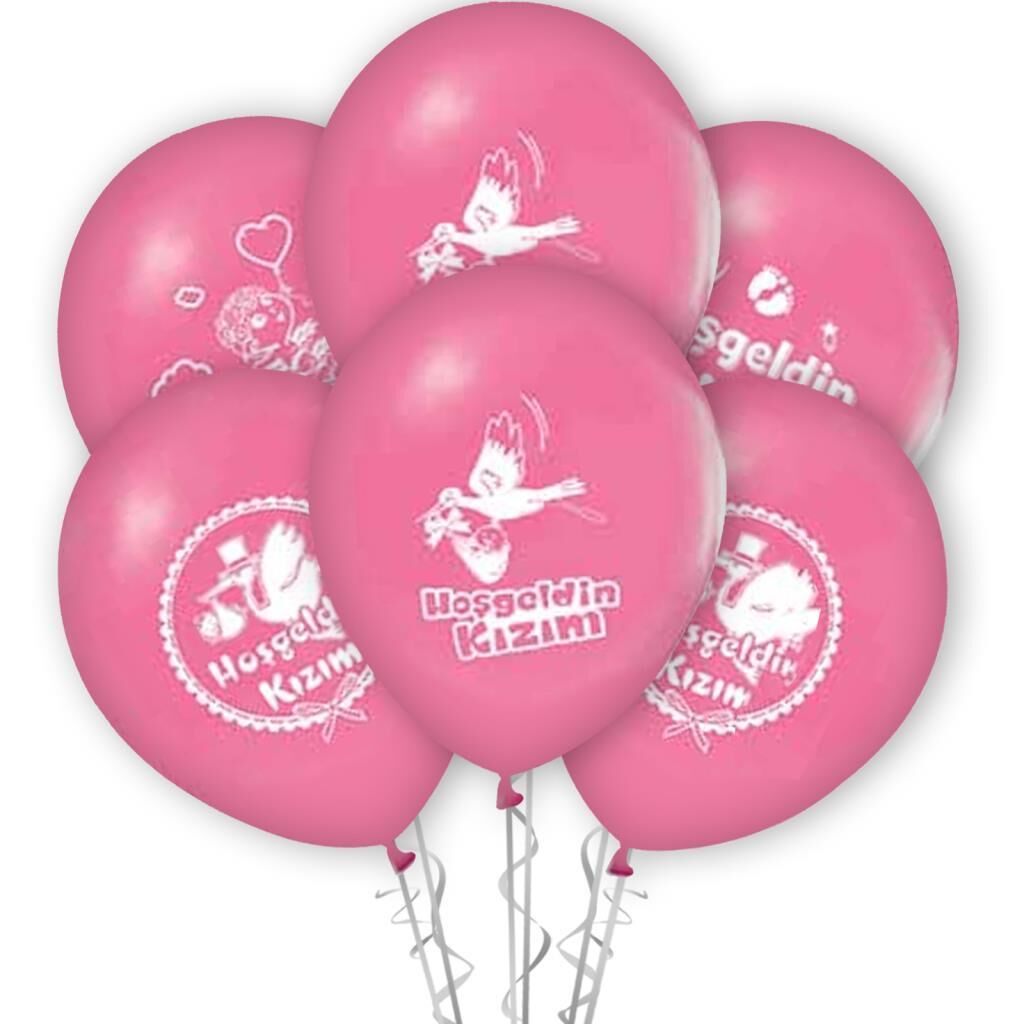 1+1 HOŞGELDİN BEBEK BASKILI PEMBE BALON