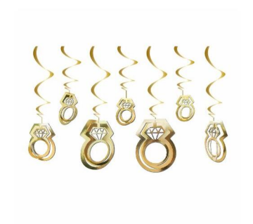 Tek Taş Yüzük Tavan Sarkıt Süs 11 Adet Gold Renk