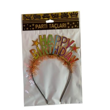 HAPPY BIRTHDAY METAL PARTİ TAÇ RENKLİ