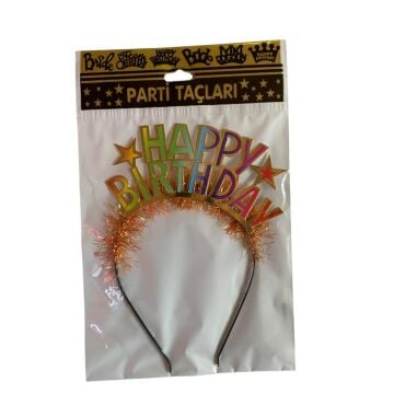 HAPPY BIRTHDAY METAL PARTİ TAÇ RENKLİ