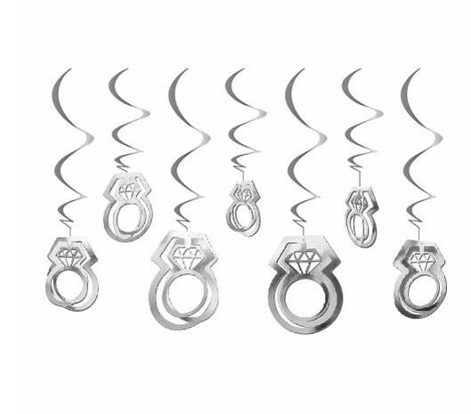 Tek Taş Yüzük Tavan Sarkıt Süs 11 Adet Gümüş Renk