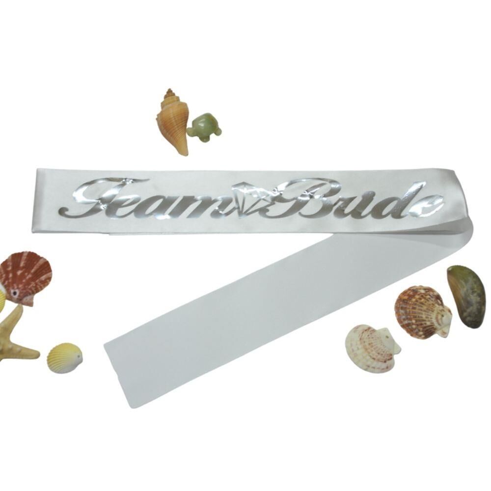 TEAM BRIDE BEYAZ GÜMÜŞ BASKILI  KUŞAK