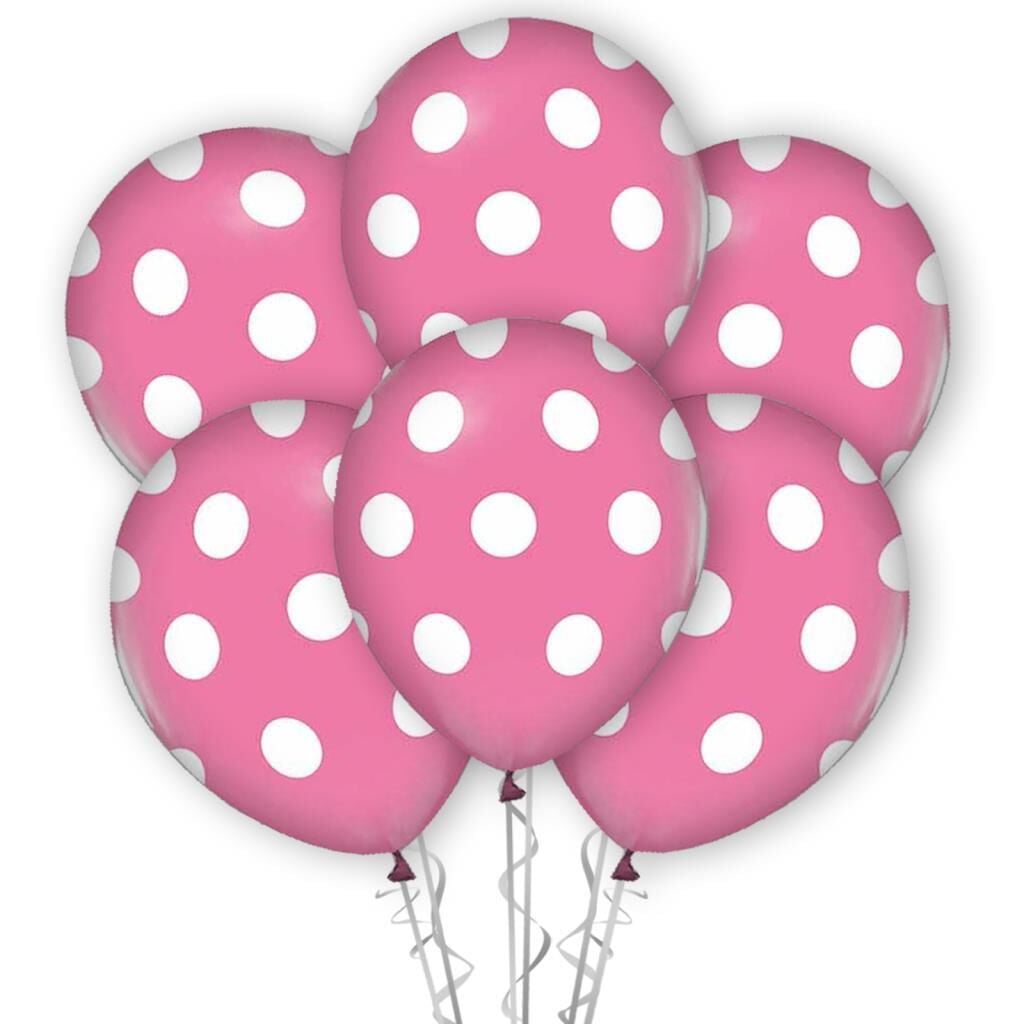 Çepeçevre Beyaz Puantiye Baskılı 12'' Balon Pembe Renk ( 100 Adet )