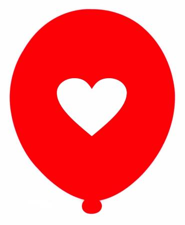 Beyaz Kalp Baskılı Kırmızı Balon 100 Adet 12'' (Hbk)