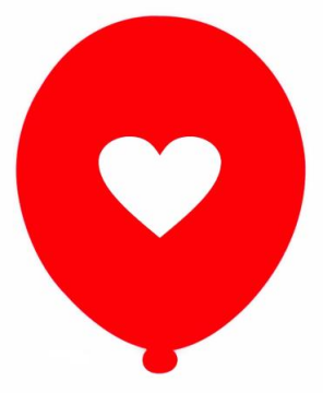 Beyaz Kalp Baskılı Kırmızı Balon 100 Adet 12'' (Hbk)