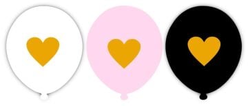 Gold Kalp Baskılı Karışık Renkli Balon 100 Adet 12'' (Hbk)