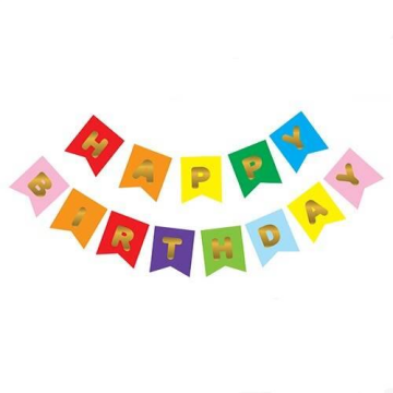 GÖKKUŞAĞI GOLD BASKILI H.BIRTHDAY BAYRAK SET