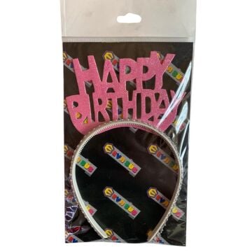 HAPPY BİRTHDAY SİMLİ EVA TAÇ PEMBE