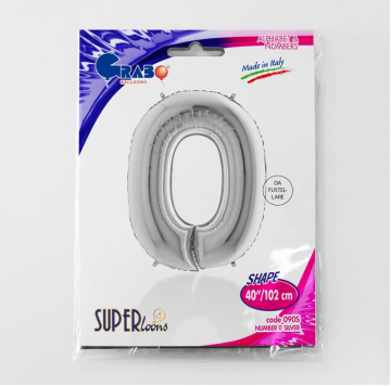 S/SHAPE FOİL BALON - NUMBER 0 SILVER