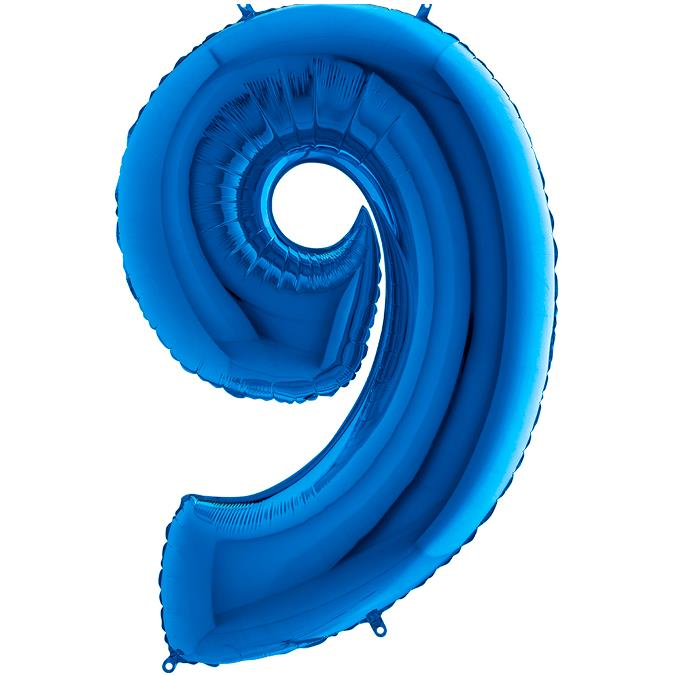S/SHAPE FOİL BALON - NUMBER 9 BLUE