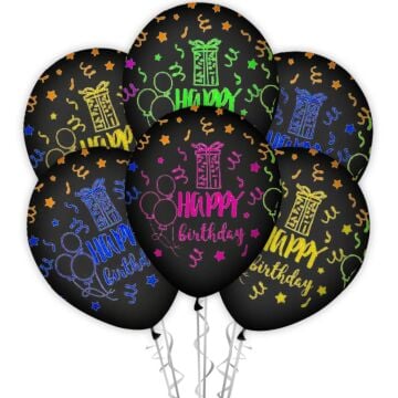 Ç.ÇEVRE FLORESAN H.BIRTHDAY BASKILI SİYAH BALON