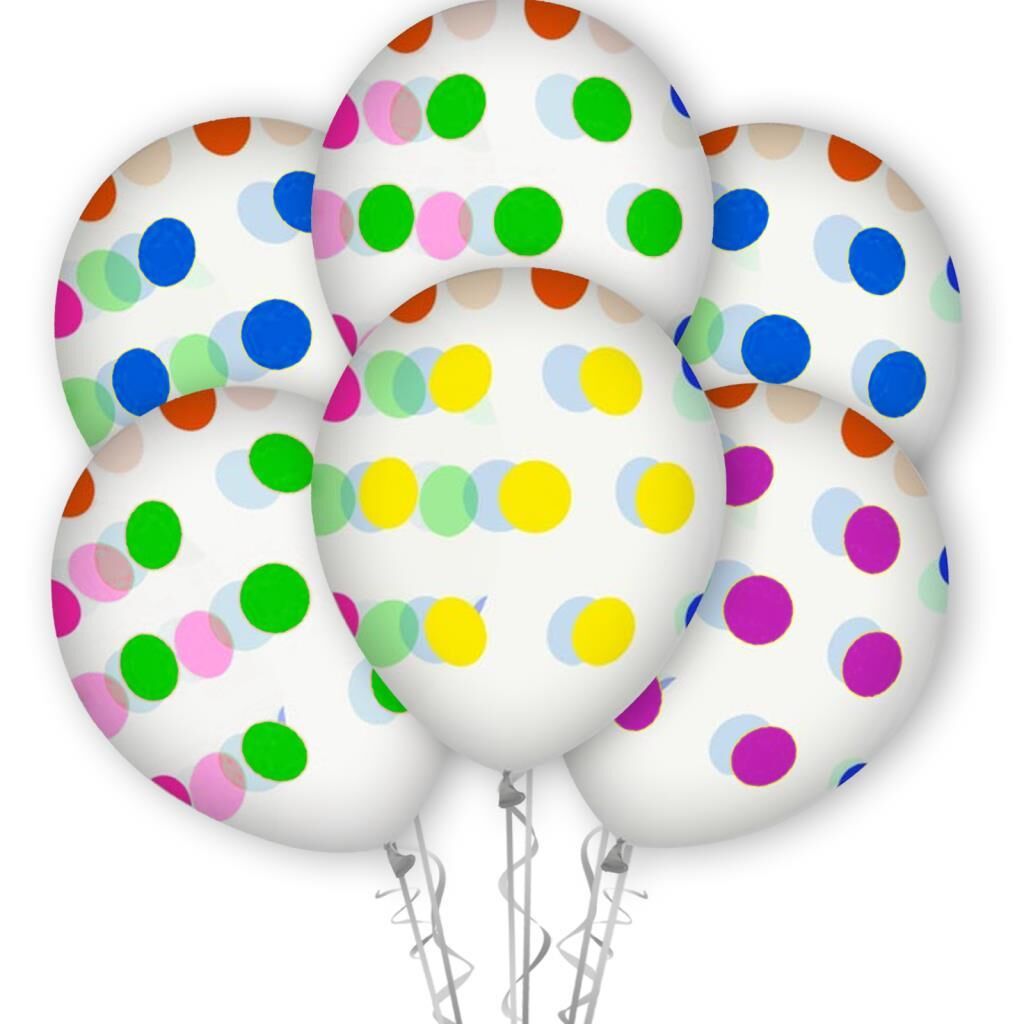 Çepeçevre Karışık Floresan Puantiye Baskılı 12'' Balon Şeffaf