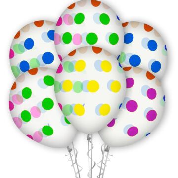 Çepeçevre Karışık Floresan Puantiye Baskılı 12'' Balon Şeffaf