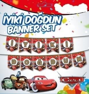 CARS BASKILI İYİ Kİ DOĞDUN BANNER