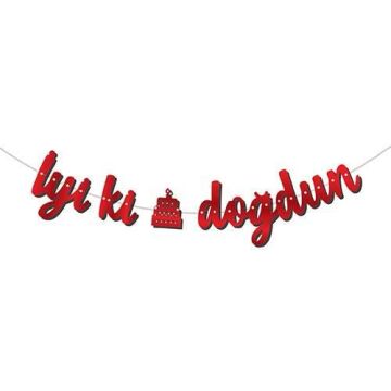 KALİGRAFİ BANNER İYİ Kİ DOĞDUN KIRMIZI