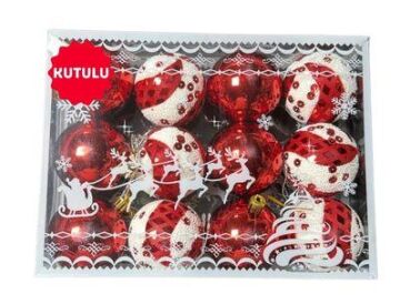 YILBAŞI AĞAÇ SÜSLEME TOPLARI KUTULU 12Lİ LÜX