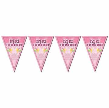 Üçgen Flama Pembe İyiki Doğdun