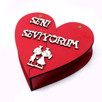 Ahşap Kalp Hediye Kutusu