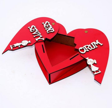 Ahşap Kalp Hediye Kutusu