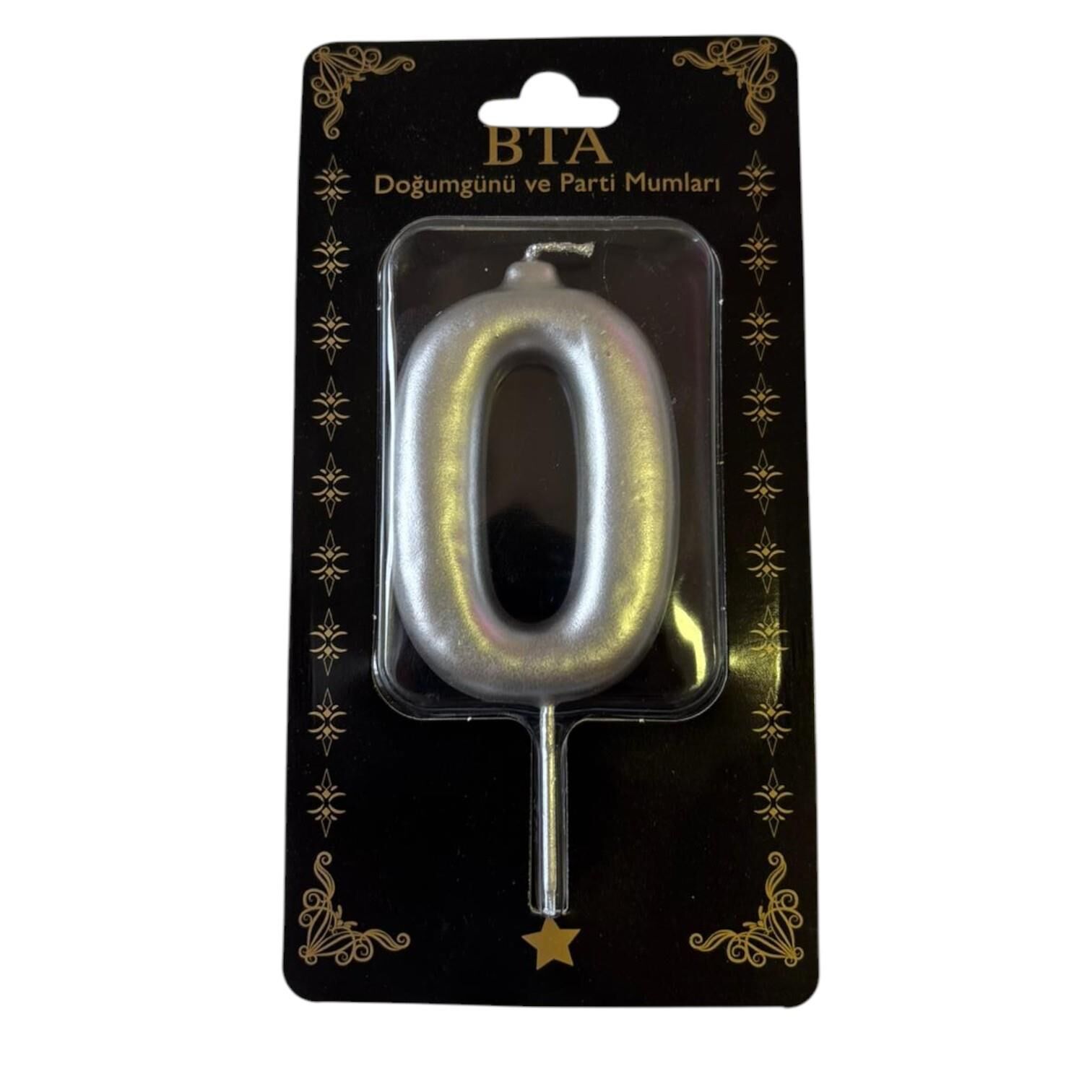RAKAM MUM 8 CM GÜMÜŞ ''0''