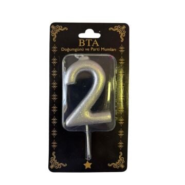 RAKAM MUM 8 CM GÜMÜŞ ''2''