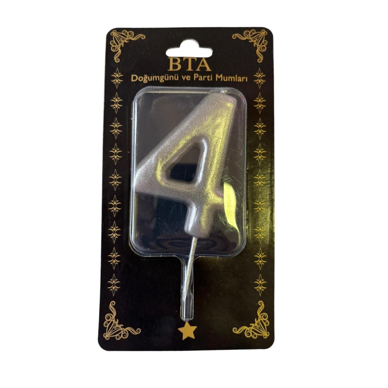 RAKAM MUM 8 CM GÜMÜŞ ''4''