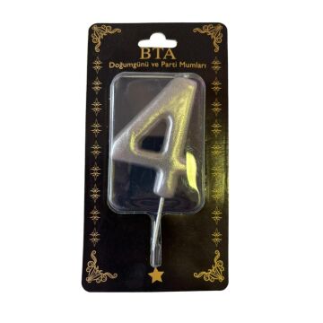 RAKAM MUM 8 CM GÜMÜŞ ''4''