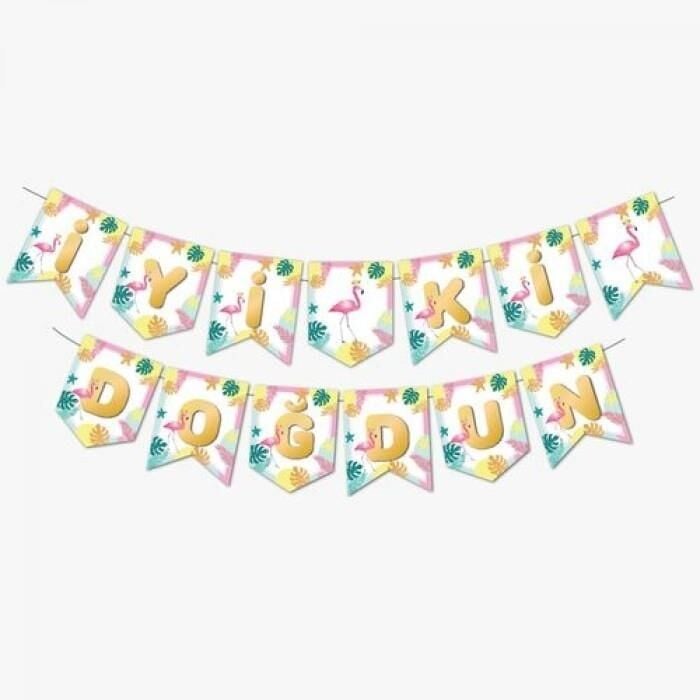 FLAMİNGO BASKILI İYİ Kİ DOĞDUN BANNER