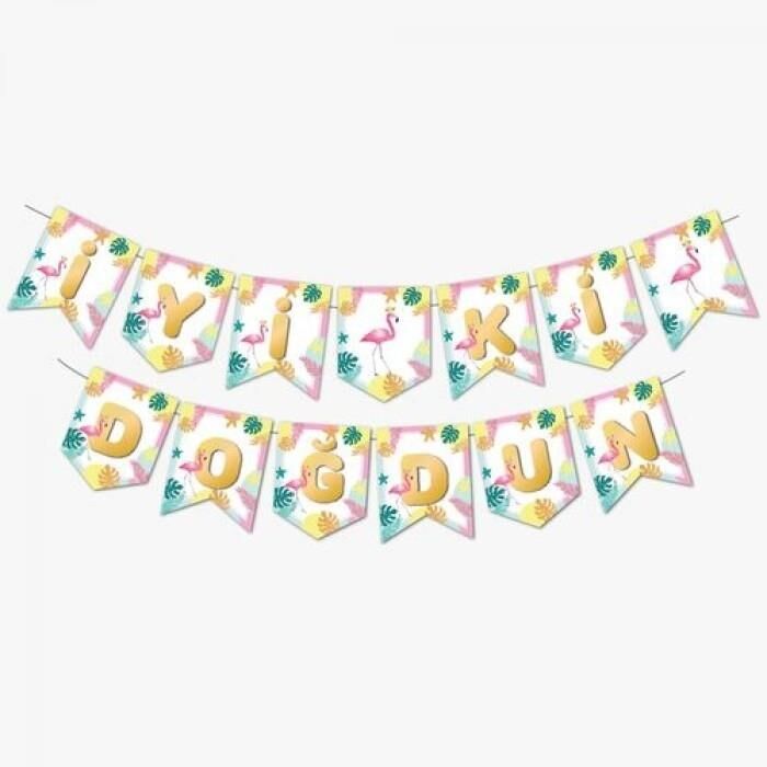 FLAMİNGO BASKILI İYİ Kİ DOĞDUN BANNER