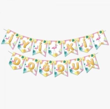 FLAMİNGO BASKILI İYİ Kİ DOĞDUN BANNER