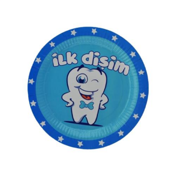 İlk Dişim Karton Tabak Mavi Renk ( 8 Adet )