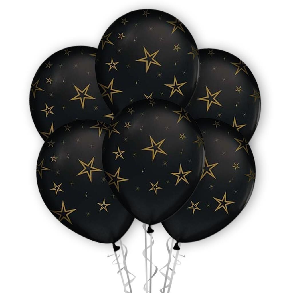 Ç.ÇEVRE GOLD YILDIZLAR BASKILI SİYAH BALON