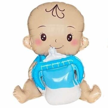 BİBERONLU BEBEK MAVİ FOLYO BALON