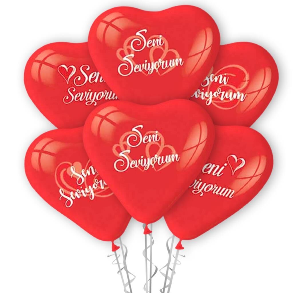 1+1 SENİ SEVİYORUM BASKILI KALP BALON (H.G.)