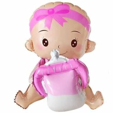 BİBERONLU BEBEK PEMBE FOLYO BALON