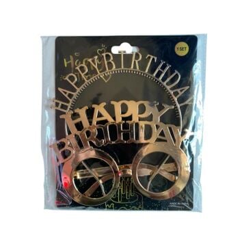 HAPPY BİRTHDAY PARTİ TAÇ - GÖZLÜK SET ROSE GOLD