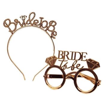 BRİDE TO BE PARTİ TAÇ - GÖZLÜK SET ROSE GOLD