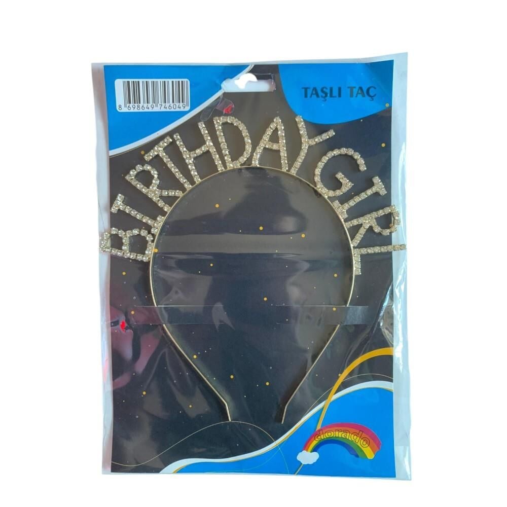 METAL TAŞLI TAÇ BIRTHDAY GIRL GOLD