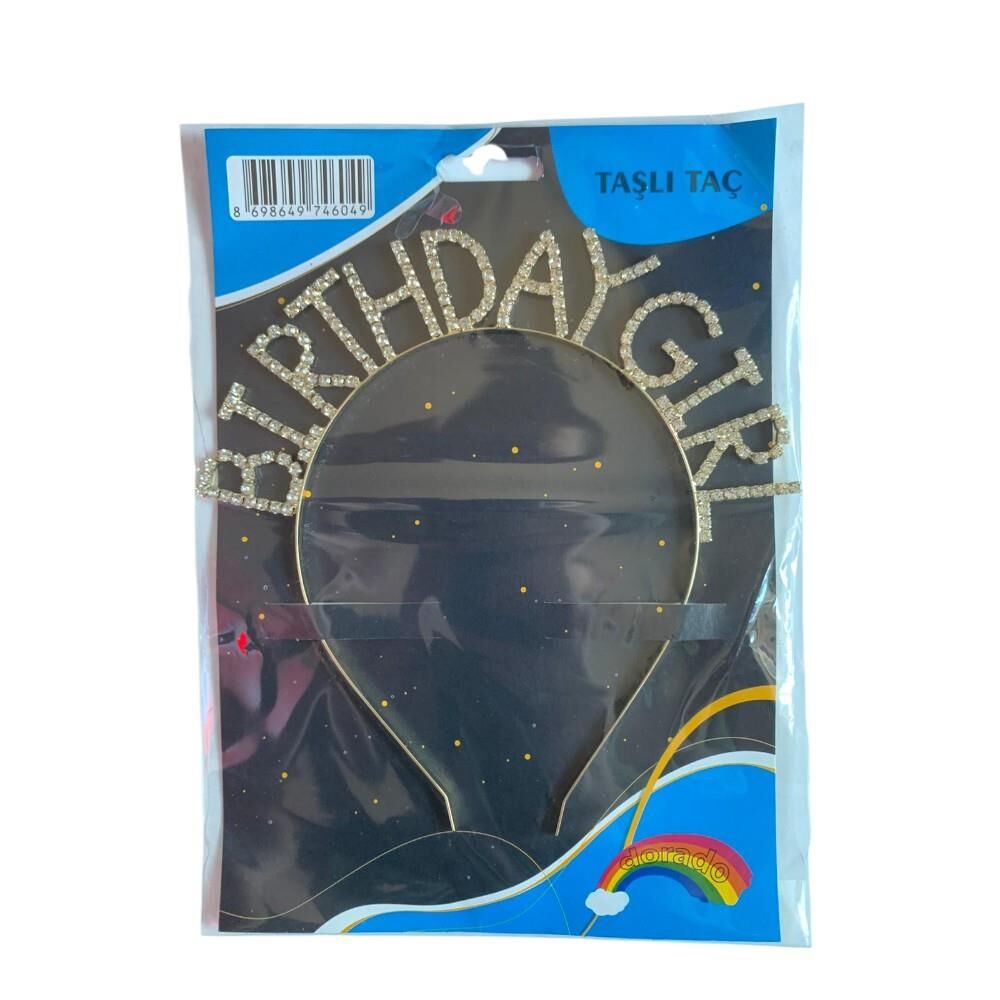 METAL TAŞLI TAÇ BIRTHDAY GIRL GOLD