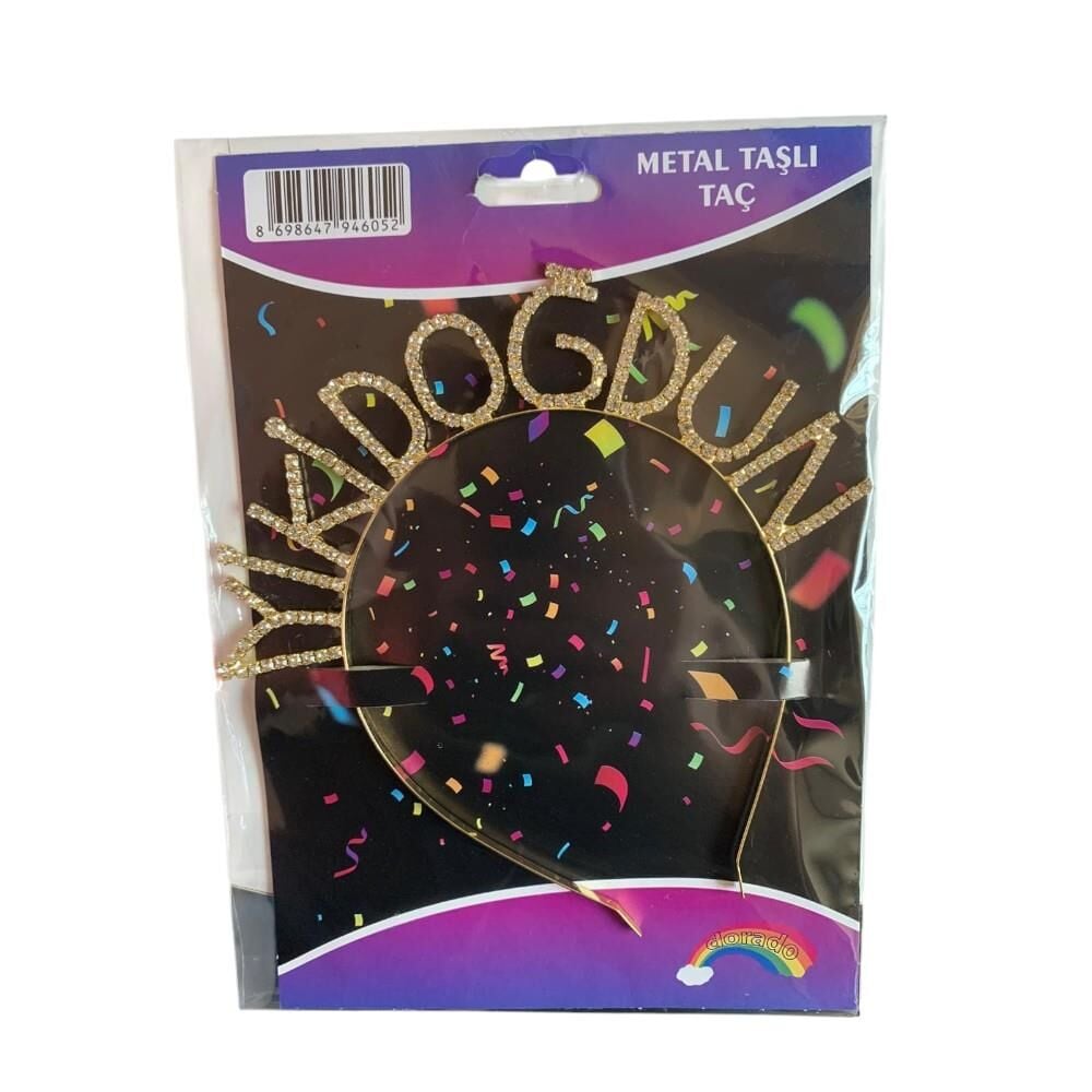 METAL TAŞLI TAÇ İYİ Kİ DOĞDUN GOLD