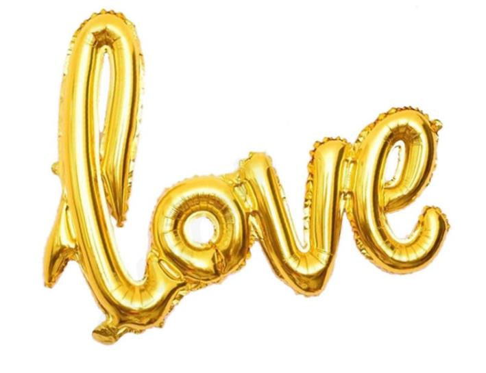 ''Love'' Yazısı Folyo Balon Gold 48X79 Cm