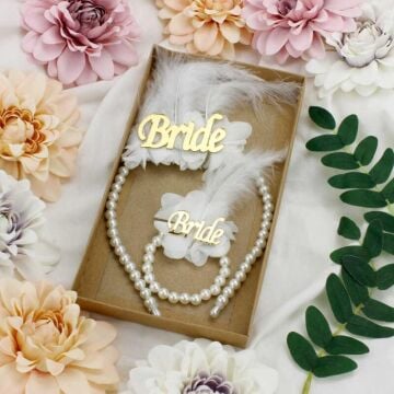 BRİDE İNCİ TAÇ BİLEKLİK SET -GOLD-