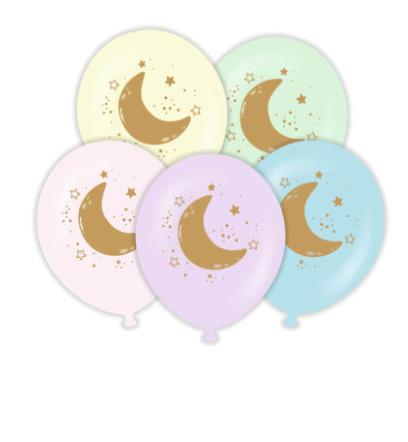 12'' MAKARON YARIM AY GÜMÜŞ BASKILI BALON