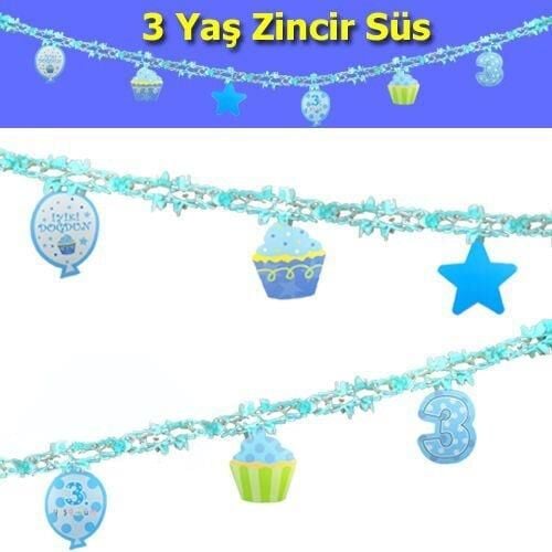 3 YAŞ ZİNCİR SÜS PEMBE - MAVİ