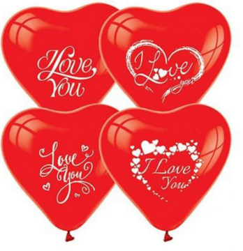 ''I Love You'' Baskılı Kırmızı Kalp Balon 100 Adet  (Partibeta)