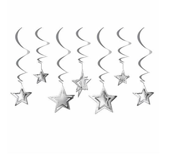 3 BOYUTLU YILDIZ TAVAN SARKIT SÜS - GÜMÜŞ