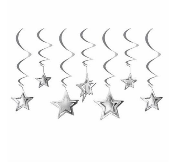 3 BOYUTLU YILDIZ TAVAN SARKIT SÜS - GÜMÜŞ