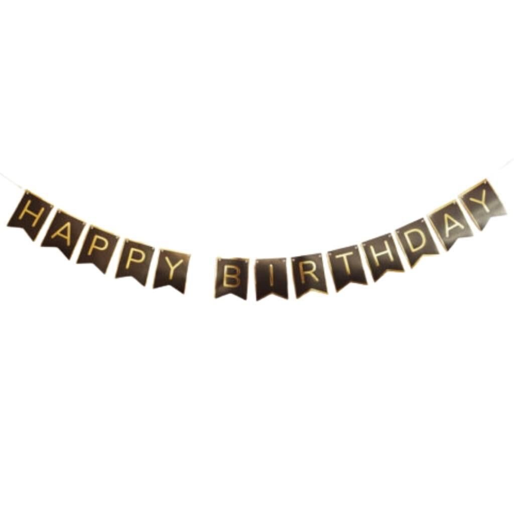 ECO SİYAH-GOLD BASKILI H.BIRTHDAY BAYRAK SET