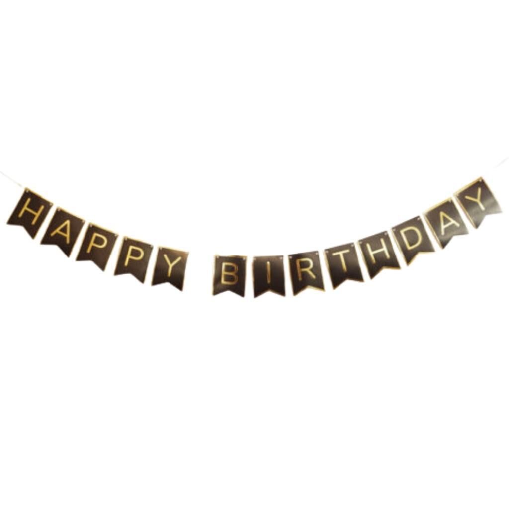 ECO SİYAH-GOLD BASKILI H.BIRTHDAY BAYRAK SET